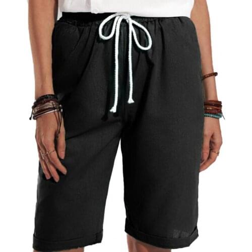 50% Dropshipping!!Women shorts solid color pockets summer drawstring wide leg short pants for sports