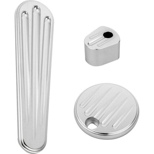 Motorcycle Fuel Tank Door&Dash Track Insert&Ignition Cap for Harley Touring FLHX FLTR FLHT 2008-2013 Models Chrome