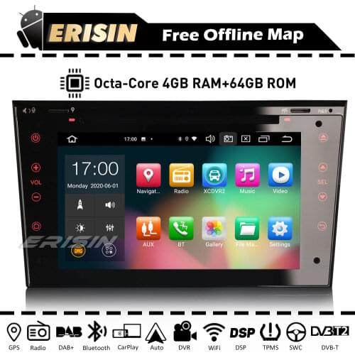 Erisin ES8173P 8-Core Autoradio Android Auto 10 CarPlay Head Unit for Opel Vauxhall Antara Corsa Meriva Tigra Zafira GPS DAB+ SD