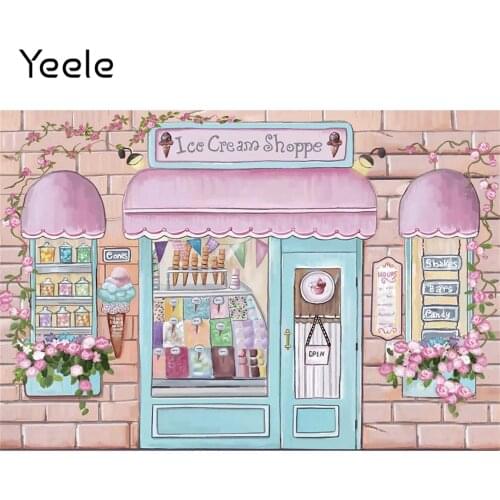Yeele Cartoon Ice Cream Store Flower Photocall Baby Birthday Photography Backdrop Photographic Backgrounds For Photo Studio
