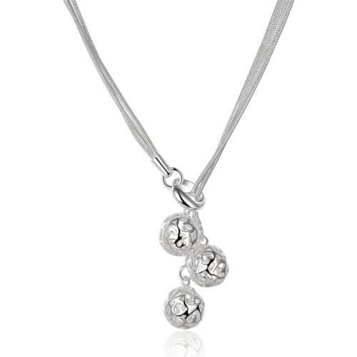 Hot silver color hollow ball pendant necklace woman jewelry fashion street style Top quality Factory Outlet N199