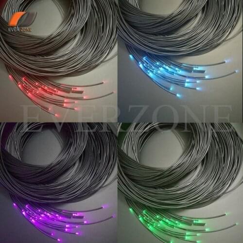 Twinkle Effect RGBW Light Source Waterproof 2mm PMMA End Emitting Optic Fiber Cable Lights 85pcs Mixed Length with RF Controller