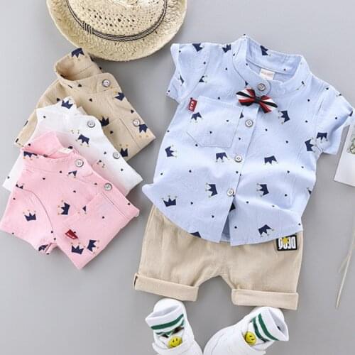 2 Piecec Set Summer Kids Clothes Boys Casual Clothing Shirt Shorts Sets Korean Outfit Boutique Kids Clothing ropa bebe verano