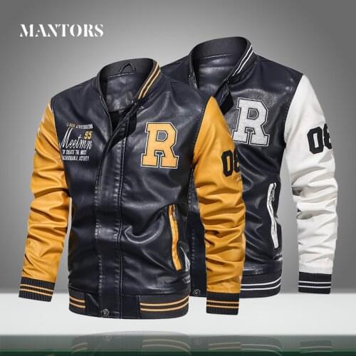 Leather Jacket Men Thick Fleece Bomber Baseball Jackets Winter Male Casual Motorcycle Biker PU Coat Faux Pilot Leather Slim Fit