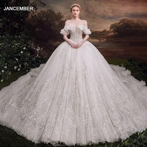 LDR88 Off-shoulder French Wedding Dress 2021 New Bridal Tail Dress Light Yarn Summer Palace-style Womens Banquet Ball Gown