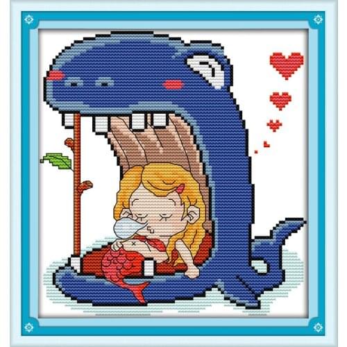 The little mermaid (3) cross stitch kit 14ct 11ct count print canvas stitches embroidery DIY handmade needlework plus