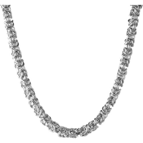 Tiasri 6mm Mens Round Necklace Bracelet High Quality Stainless Steel Chain Choker Link Hip-hop Style Jewelry Accessories Gift