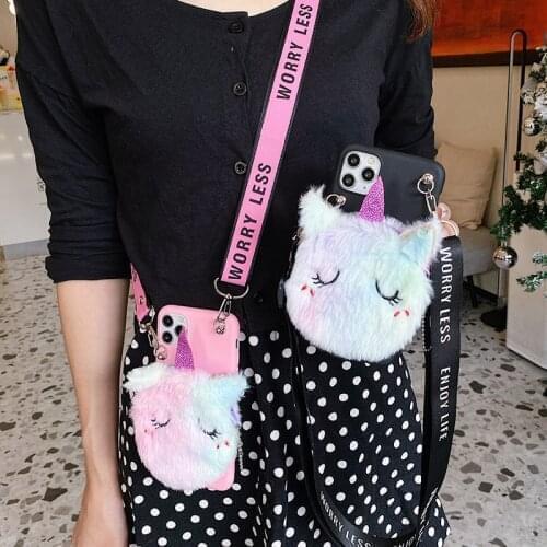 Plush wallet unicorn cat soft Phone Case for Samsung Galaxy A21 A11 A41 A32 A31 A21S M51 M31 M31S A52 A12 A91 A01 M01 Cover