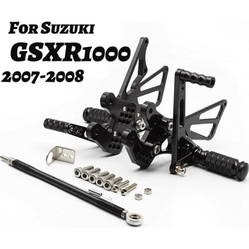 CNC Adjustable Reversed Rearset Rear Set For Suzuki GSXR1000 K7 K8 GSXR 1000 Motorcycle Foot Pegs Footpegs Rearsets Footrest