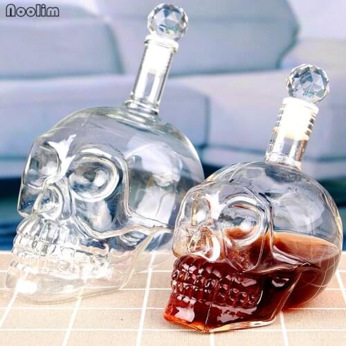 NOOLIM 1PC 2 Sizes Crystal Head Vodka Bottle Skull Head Bottles Creative Gothic Wine Vodka Decanter Bar Wine Glass Bottle