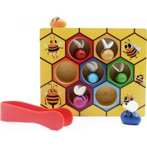 Montessori educational wooden toys For Children Beehive Game Catch Bee Family Game Kids Early Learning Educational Toys Clip Toy