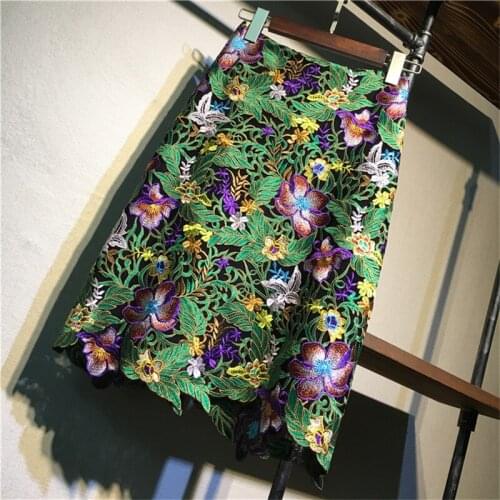 Autumn winter lace skirt 2021 Women fashion sexy high waist skirt floral embroidery sheath pencil skirts