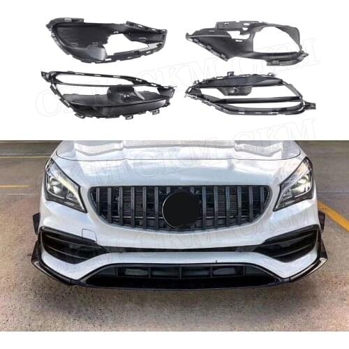 Front Fog Light Air Vent Trim Cover Grills For Mercedes Benz CLA Class W117 CLA200 CLA220 AMG 2016 2017 2018 ABS Black