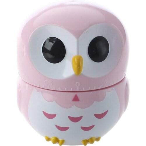 Owl Egg Timer Hourglass Egg Timer Kitchen Timer (1-60 minutes) (Pink)