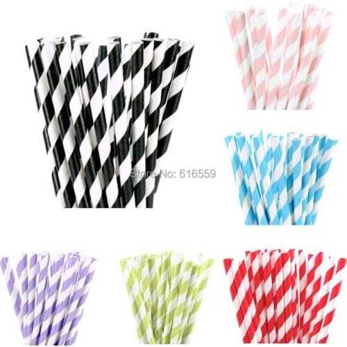 25pcs/lot Stripe Colorful Paper Straws For Birthday Wedding Baby Shower Decorative Creative Drinking Straws Supplies