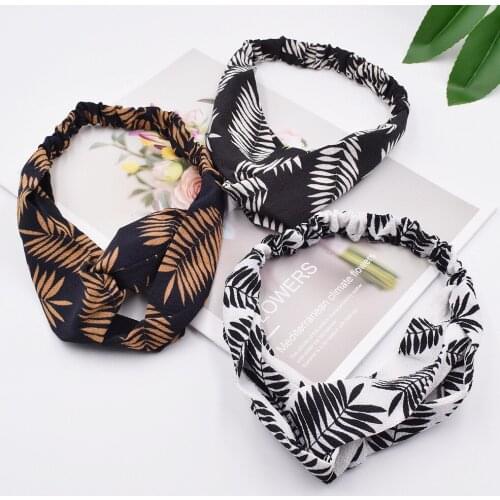 Women Retro Plant Leaves Cross Hairband Elastic Fashion Wash Face Hairband Creative Ladies High Quality Hair Band Girls Headband