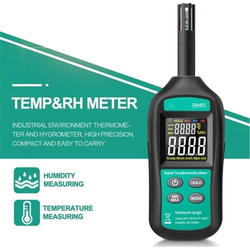 Professional Portable Thermometer Hygrometer LCD Digital Temperature Moisture Sensor Meter For Indoor Freezer Reptile Soil GN401