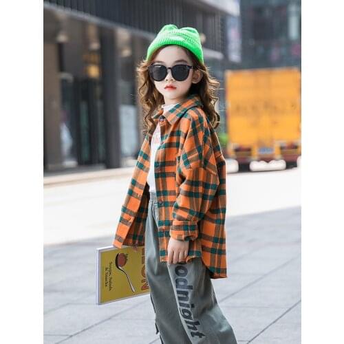 Plaid Shirts for Kid Girls Long Sleeve Blouses 4 To 14 Years Children School Custome Autumn Casual Cotton Shirt