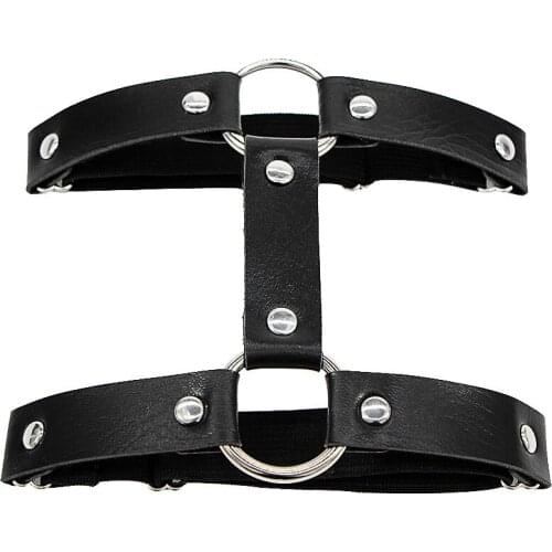 Sexy Hot Sale Punk Street Nightclub Lolita Girl Super Love Leather round Thigh Ring Double Row Garter Woman Gift