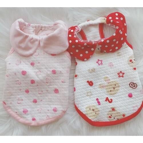 Cute Soft Dog Clothes Puppy Cat Sweatshirt Vest Pink Red Print Costume Cotton-padded Lapel Hoodie Sweater For Chihuahua Clothing