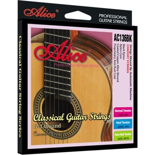 High Quality Alice AC136BK Classical Guitar Strings Black Nylon Coated Copper Alloy Wound Anti-rust Guitar Accessories