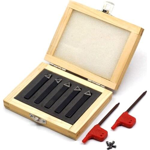 1/4 inch Mini Indexable Carbide Lathe Turning Tool Holder Lathe Bit Set with Carbide Inserts TCMT090204, 5 Pieces