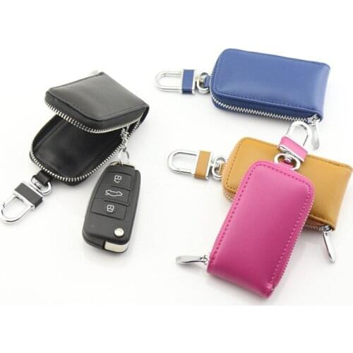 High quality Cowhide Car Keys holder Black Yellow Blue women key organizer Fashion housekeeper Key case Small Keychains for men