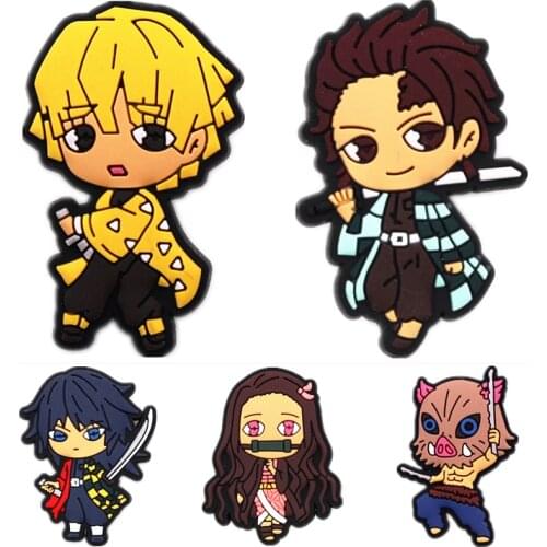 1 pcs Japan Comics Style PVC Shoe Charms Cute Sandals Accessories Shoes Buckle Decorations fit Croc JIBZ Kids X-mas Party