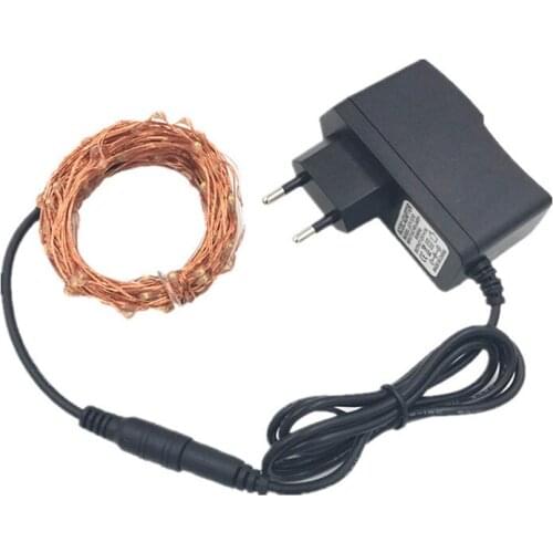 10 Meter Copper 100 Led string light 100led 12V1A power adapter waterproof collorful led light indoor decoration for christmas