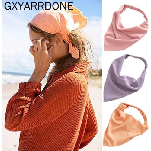 2021 New Trangle Headdress Hair Scarf Woman Solid Headband Trendy Turban Hair Accessories Headwrap Head Scarves Headwear