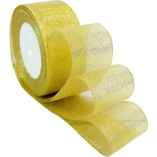 22Meters/Roll 4cm Gold Silver Silk Glitter Ribbon Wedding Christmas Decorative DIY Embroidered Onions Ribbons Bow Gift Supplies
