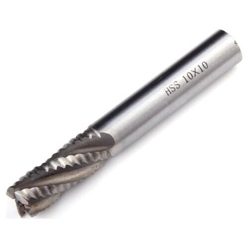 4-Flute 10mmx10mm Shank HSS Corn Teeth End Mill Milling Cutter Cutting Tool