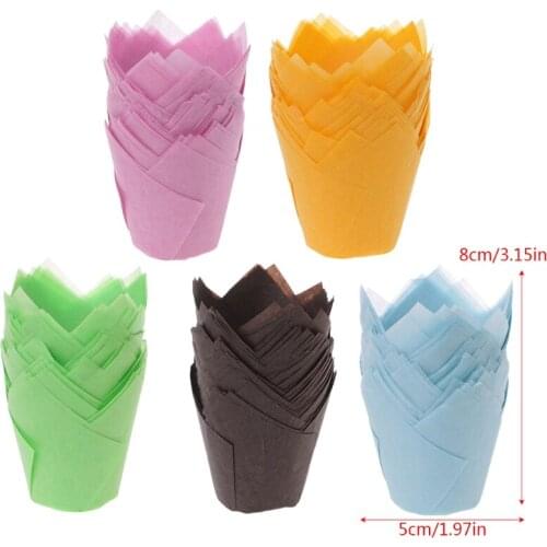 50Pcs/Set Solid Wrapper Liners Cup Muffin Tulip Case Cake Paper Baking Cupcake1## Dropshipping