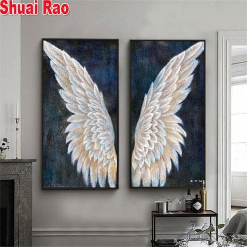 Diy 5d large diamond mosaic abstract angel wings diamond painting cross stitch 3d embroidery full round drill home decor 2 piece
