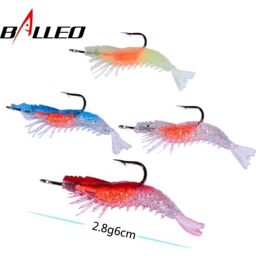 Balleo 10PCS/2.8g6cm single hook soft shrimp silicone bait simulation artificial bait Fishing Lures fishing Tackle
