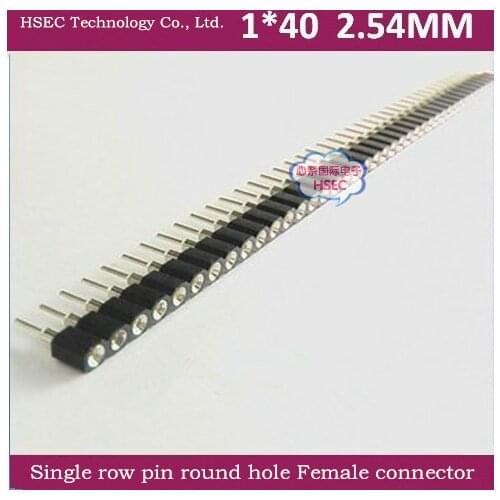 Free shipping 2000pin=1X40P single row of round hole Female connector 1 * 40P 2.54MMPitch Connector 50pcs/lot