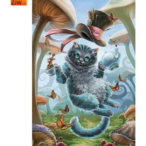Disney DIY 5D Alice In Wonderland Forest Mushroom Tree Full Diamond Painting Kits Art Cartoon 3D Paint By Diamonds Embroidery
