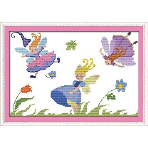 Everlasting Love Happy Elves Ecological Cotton Chinese Cross Stitch Kits 14CT 11CT Clear Stamped Printed DIY Wedding Decoration