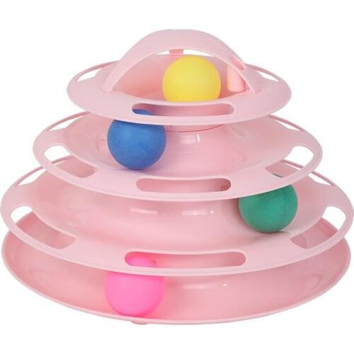 Pet Cat Toy Tower Tracks Disc Cat Intelligence Amusement Disk Play Track Cat Ball Training Amusement Plate