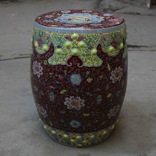 Jingdezhen Ceramic Porcelain Stool Handpainted Antique Pastel famille rose Stool Balcony Outdoor bathroom home decoration Stool