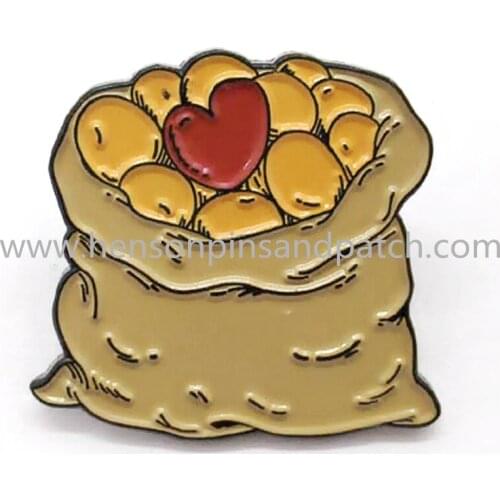 Custom black metal soft enamel potato icon