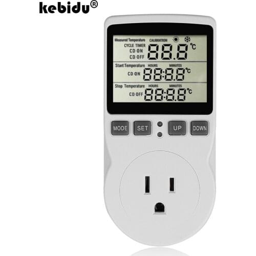 Kebidu Multi-Function Thermostat Digital Temperature Controller Socket Outlet 16A 220V With Timer Switch Sensor Heating Cooling