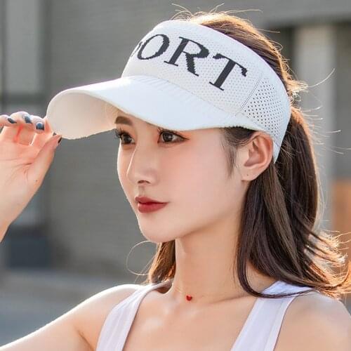 Womens Sports Visors Cap Fishing Beach Hat UV Protection Cap Black Casual Womens Summer Caps Ponytail Wide Brim Hat Sports