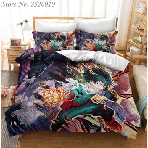 Anime My Hero Academia 2/3pcs Bedding Set Suit Kid Quilt Cover 3D Printed Bed Child Spead Bedroom Bed Duvet Cover Bedclothes 02
