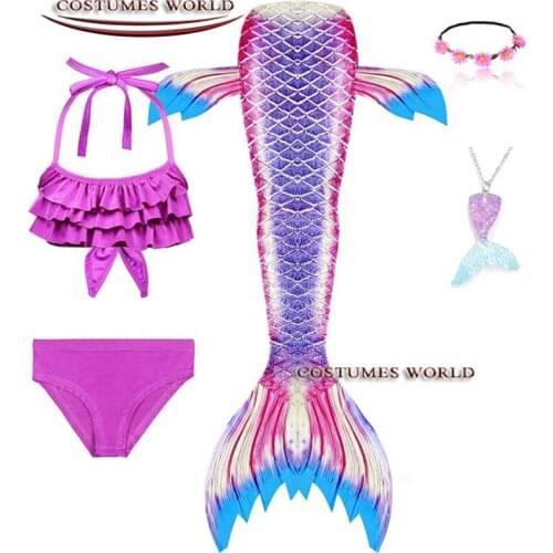 Halloween Costumes Swimmable Mermaid Tail for Girls Cosplay Mermaid Costume Swimsuit With or No Monofin Fin Bikini Swimsuit Set