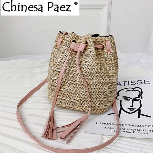 Bucket Small Straw Bag Handbags Women Summer Rattan Bag Handmade Woven Beach Bohemia holiday Handbag New Fashion messenger bag