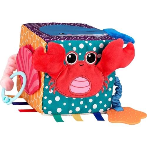 Soft Plush Activity Cube Newborn Sensory Development Toy Crib Baby Rattle