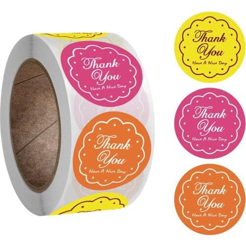 500pcs/roll Thank You Stickers Roll Label Stickers Three Colors For Wedding Envelope Sealing Cake Small Business Decoration Seal