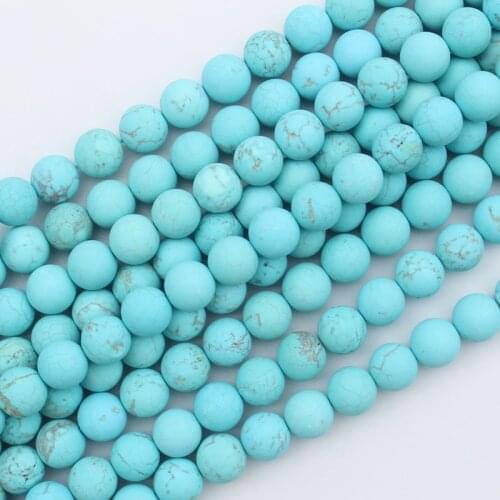 Natural Frost Turq---uoise 4-12mm Round beads 15" For DIY Jewelry Making, pendant,necklace