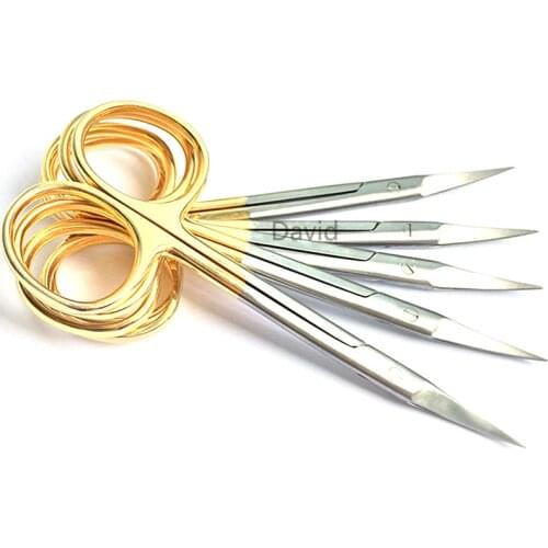 Beauty equipment boutique gold handle stainless steel 9.5 small scissors double eyelid express scissors professional stitches